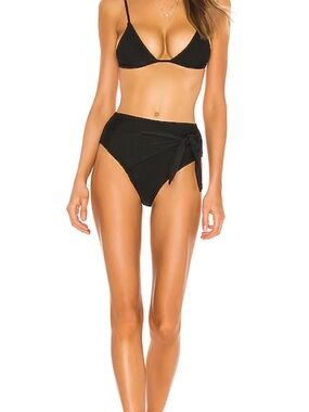 House of Harlow 1960 Black High-Waist Tie Bikini Bottoms